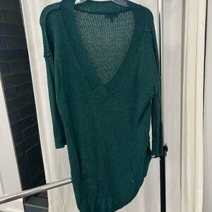Deep Green V-Neck Women's Sweater